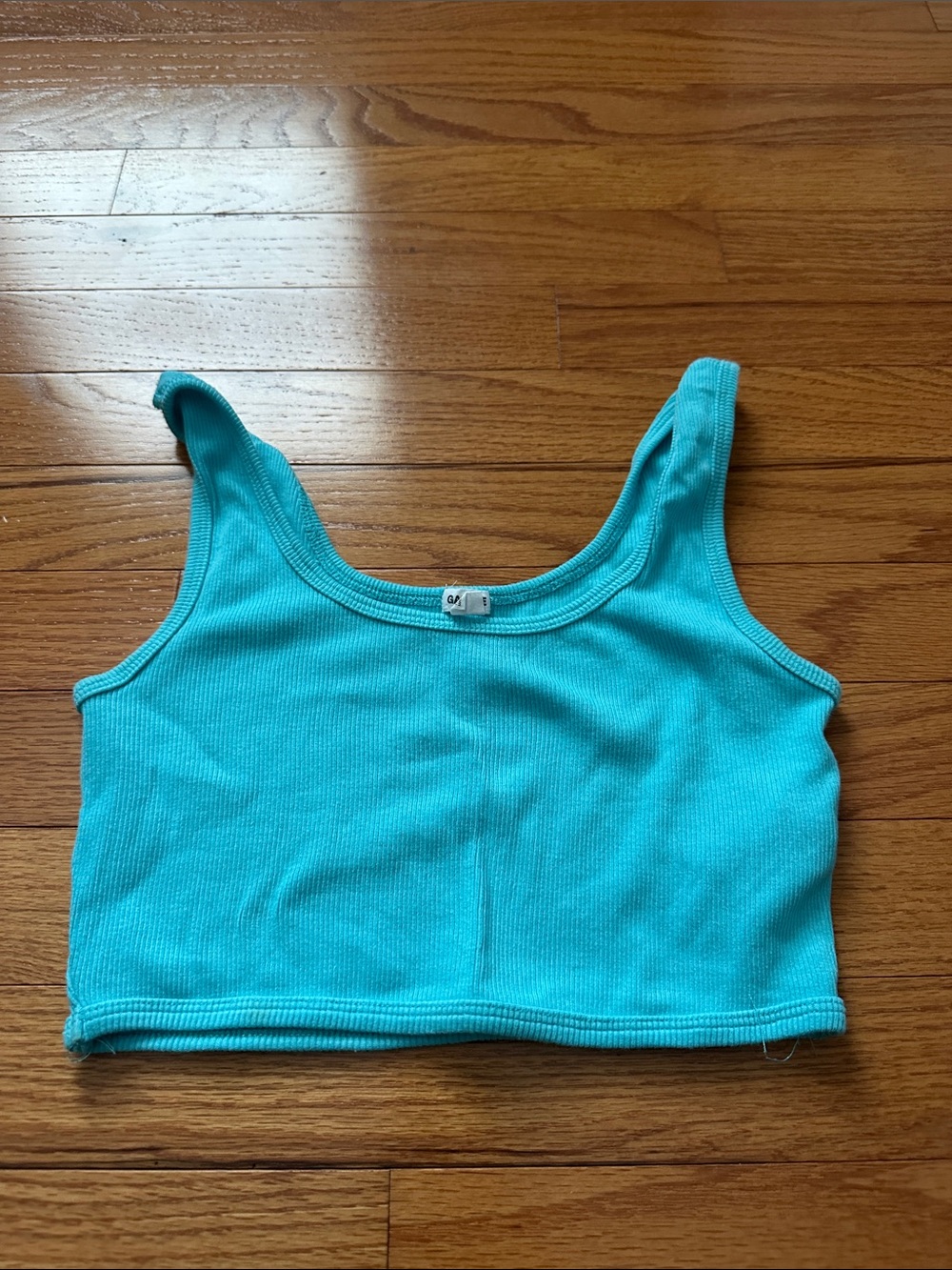 Garage Turquoise Ribbed Crop Tank Top